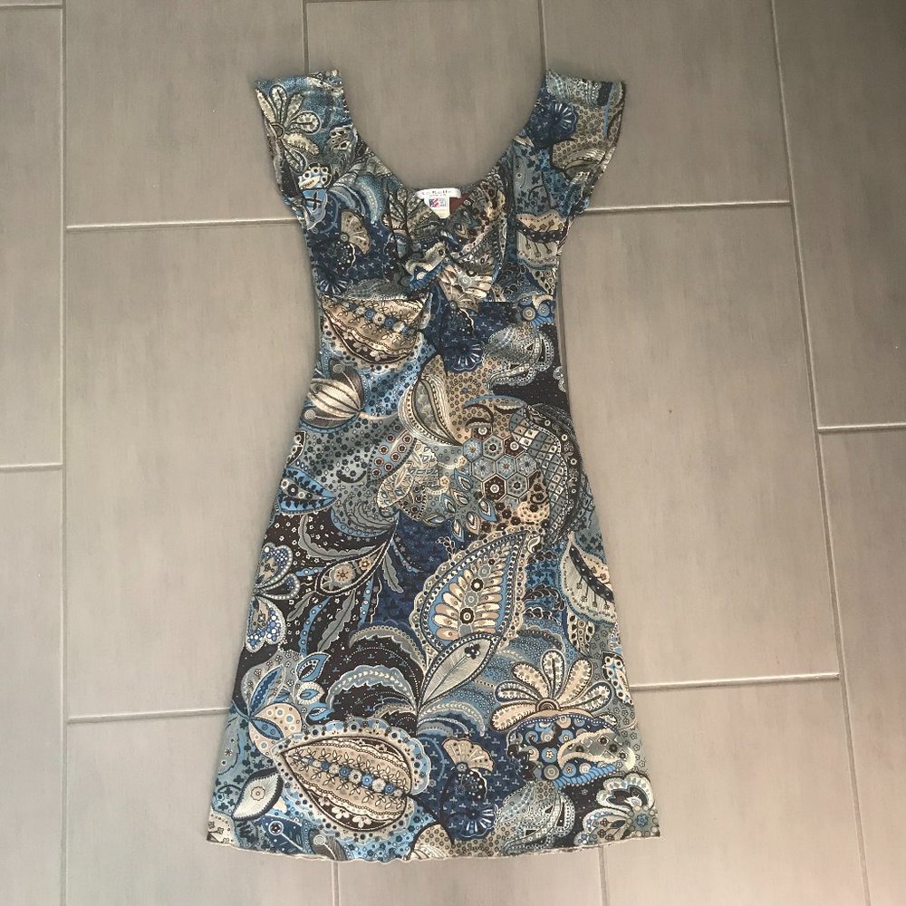 Vintage Y2K La Belle Blue Mesh Dress Medium